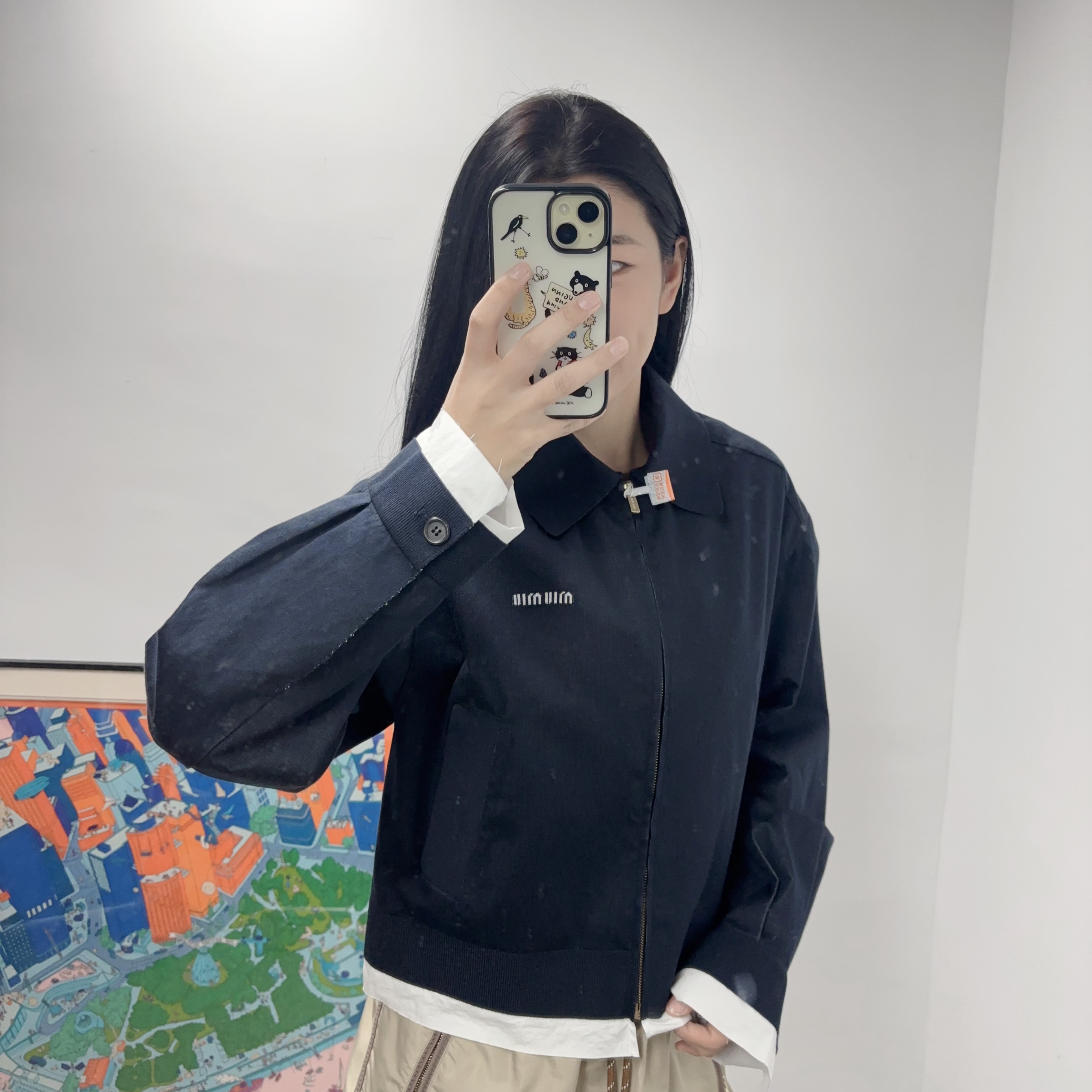 95新 MIU MIU/缪缪 黑色白边外套36码/251126VZRVP06