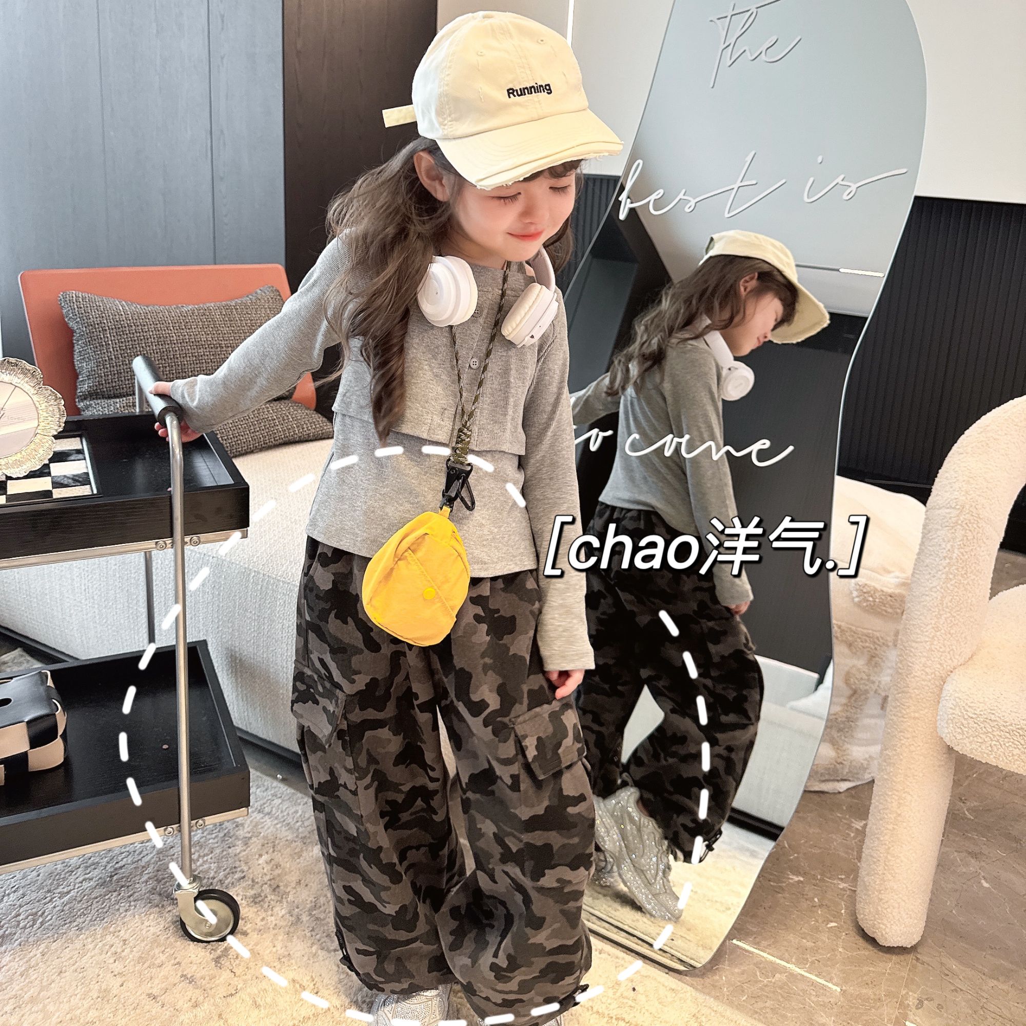 【Mt studio】K【现货】酷帅直筒迷彩裤春秋季女童休闲裤百搭洋气时尚