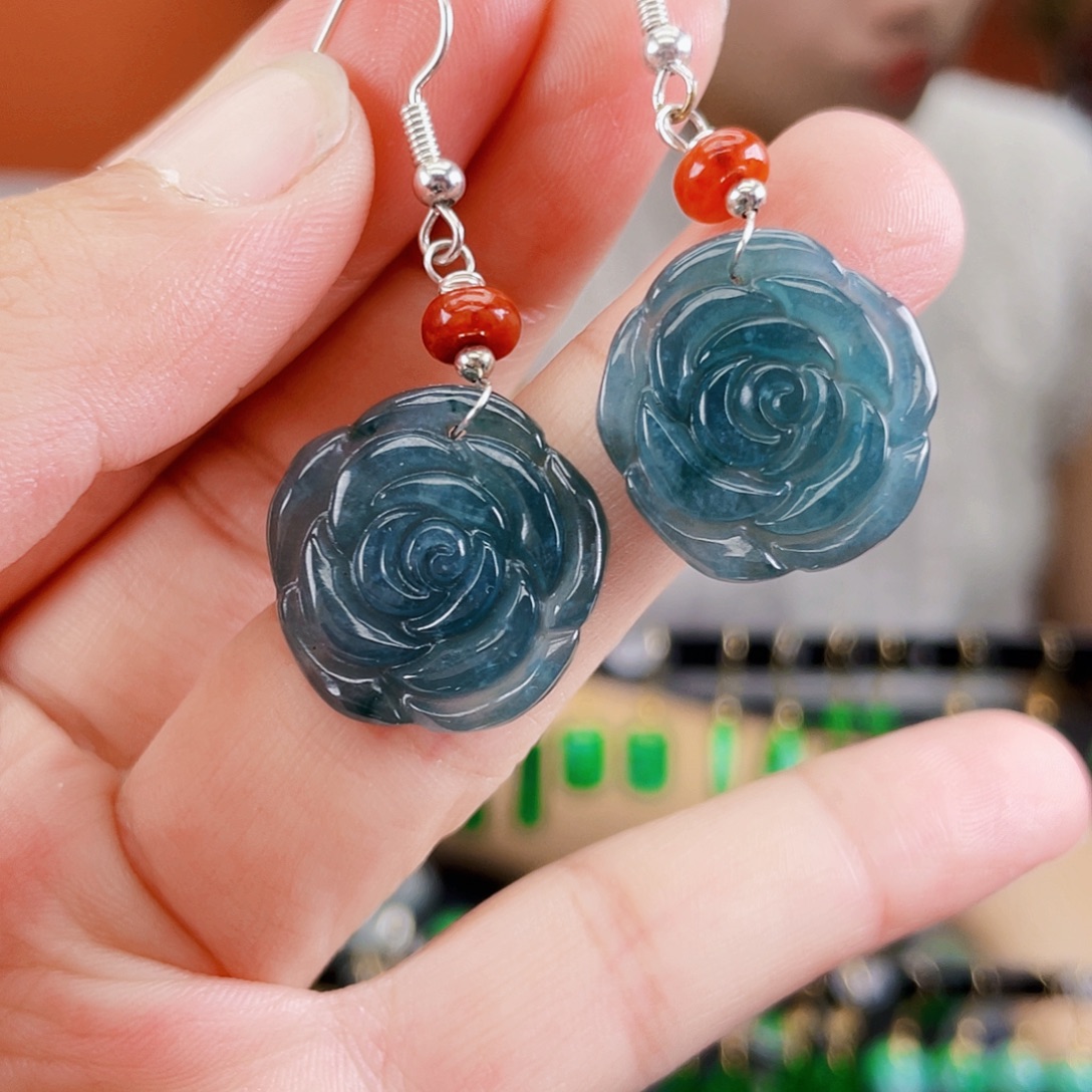 翡翠未镶嵌耳饰饰品