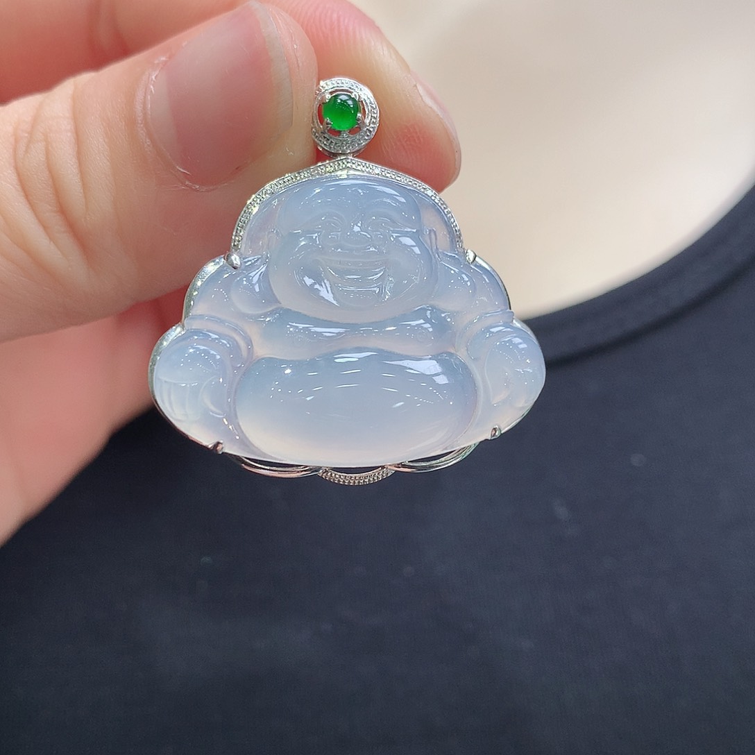 翡翠颈饰18K金镶嵌佛公