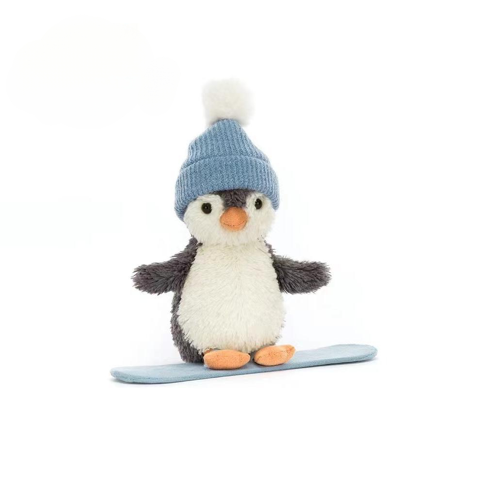 英国圣诞节滑板花生企鹅雪板毛绒玩具超可爱娃娃玩偶礼物