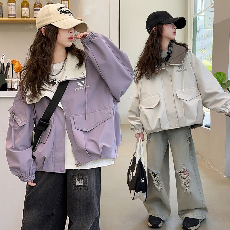 女童外套春秋款2025新款秋季衣服大童洋气时髦夹克儿童冲锋衣上衣