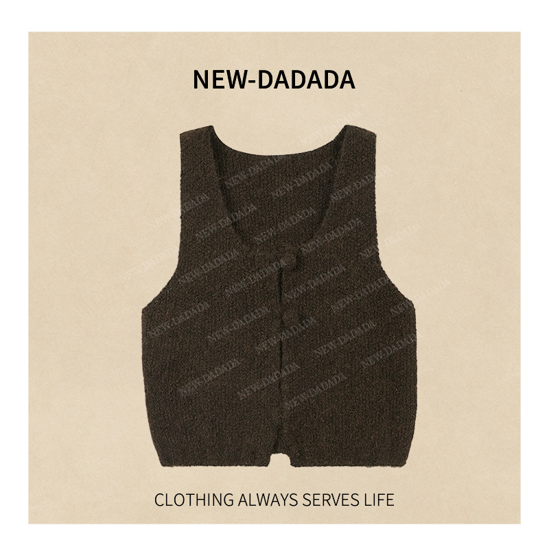 利达 NEW DADADA 短款纯色简约马甲针织复古休闲无袖上衣DGM2466
