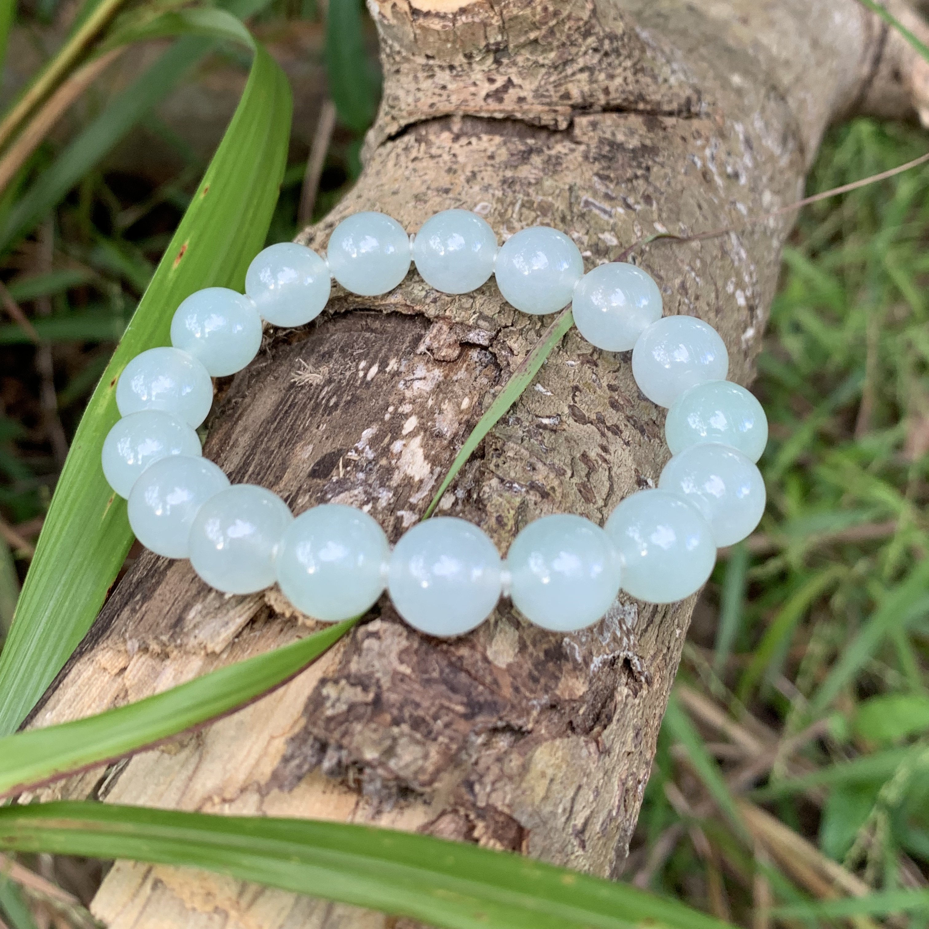 天然缅甸A货翡翠10mm冰蓝胶蓝底手串