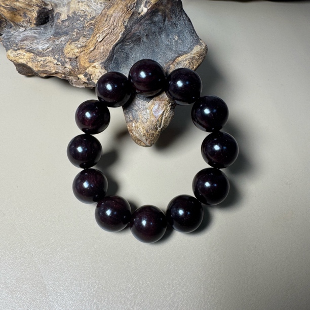 小叶紫檀带星2.0圆珠单圈手串