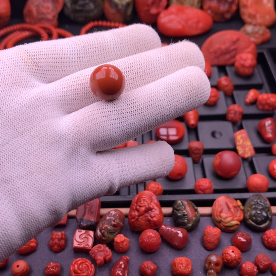 南红玛瑙未镶嵌南红川料原矿圆珠单珠15.2mm