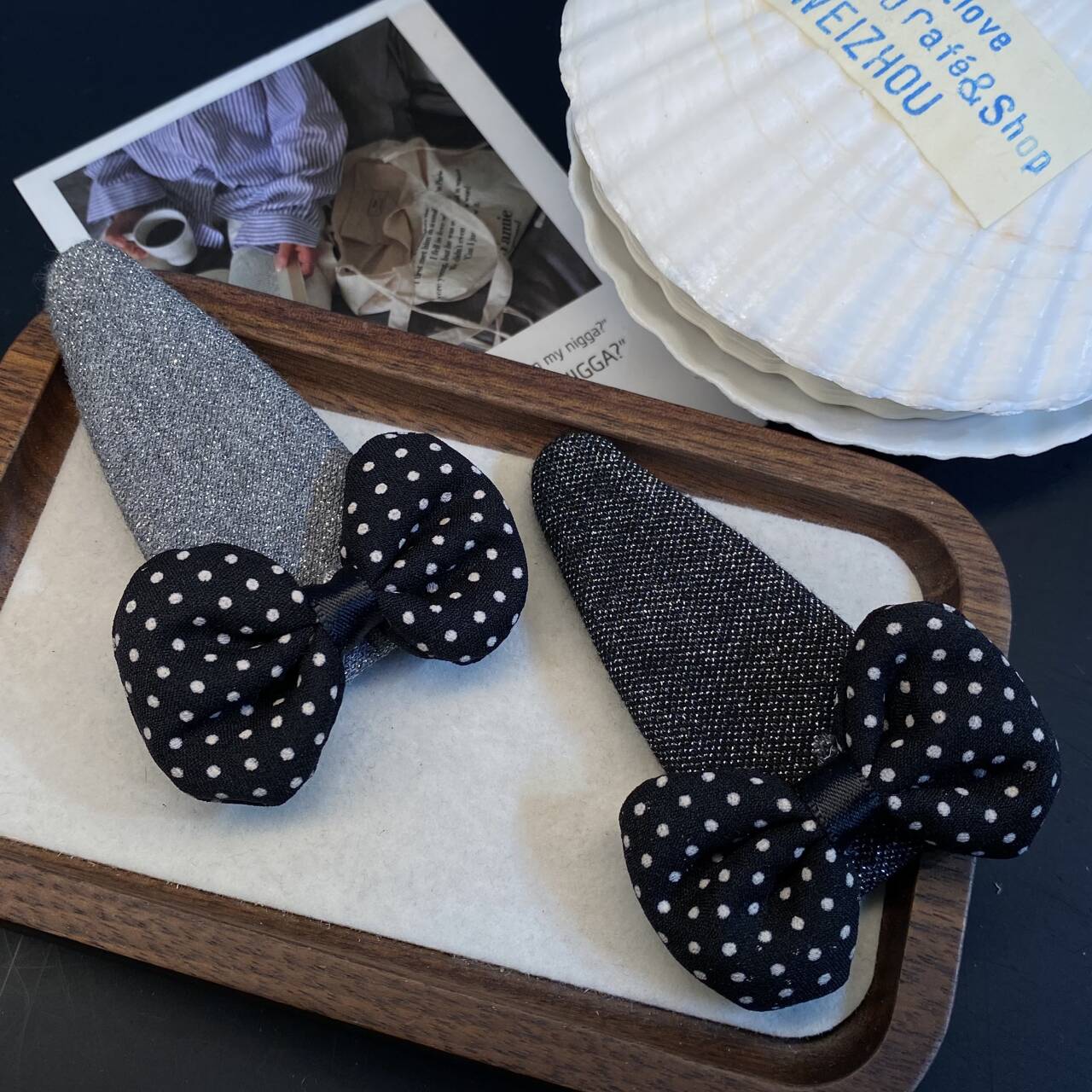 0207  波点蝶结套夹