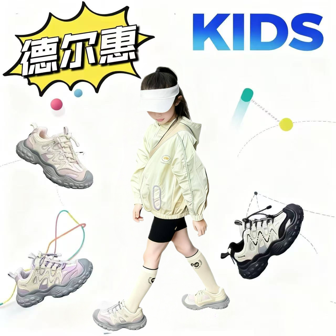 【星妈专享】德尔惠6005新款双网/皮面/二棉超轻户外暴走运动鞋