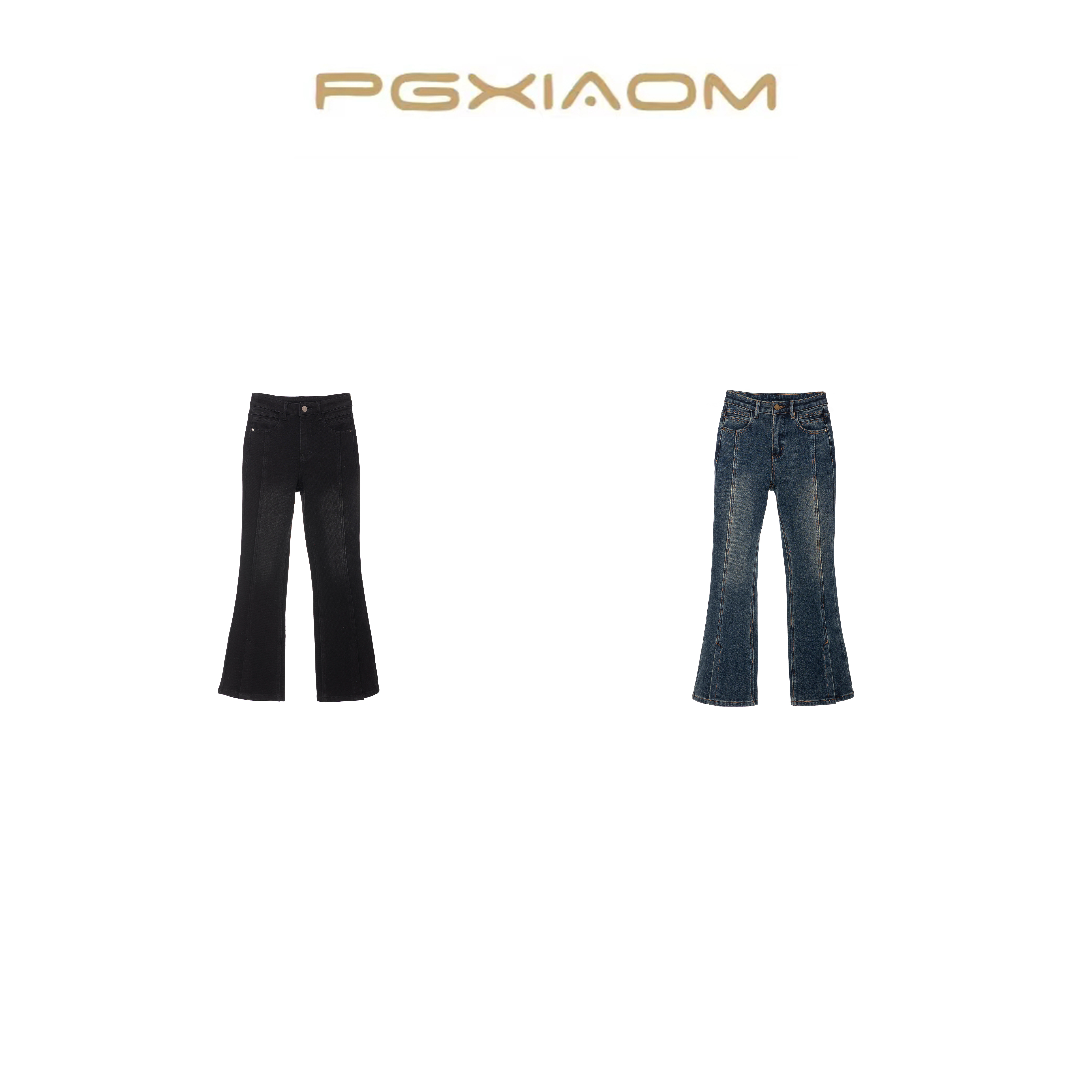 【PGXIAOM】润秀定制黑 蓝两色加绒弹力微喇牛仔裤KZ10502         