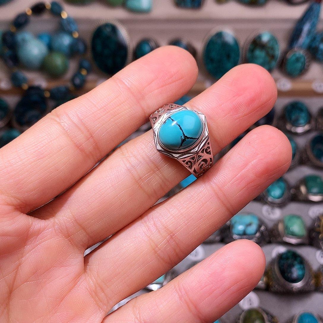 绿松石挂件银S925镶嵌