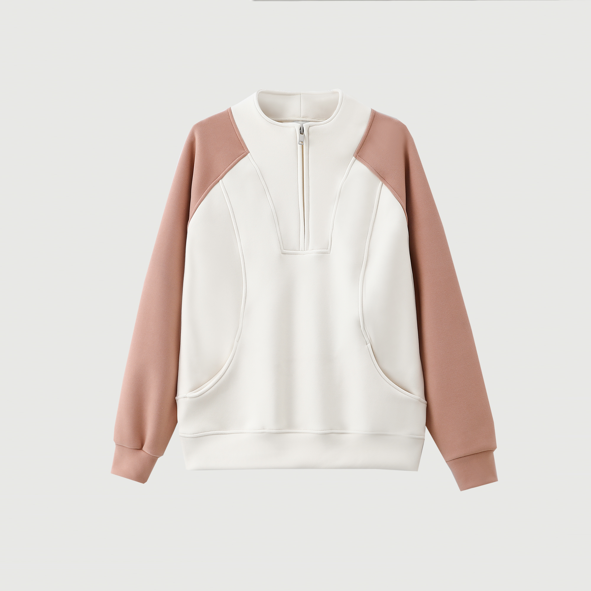 K.K-【时尚拼接】2024冬季新款撞色拼接加绒加厚百搭显瘦卫衣F-8146