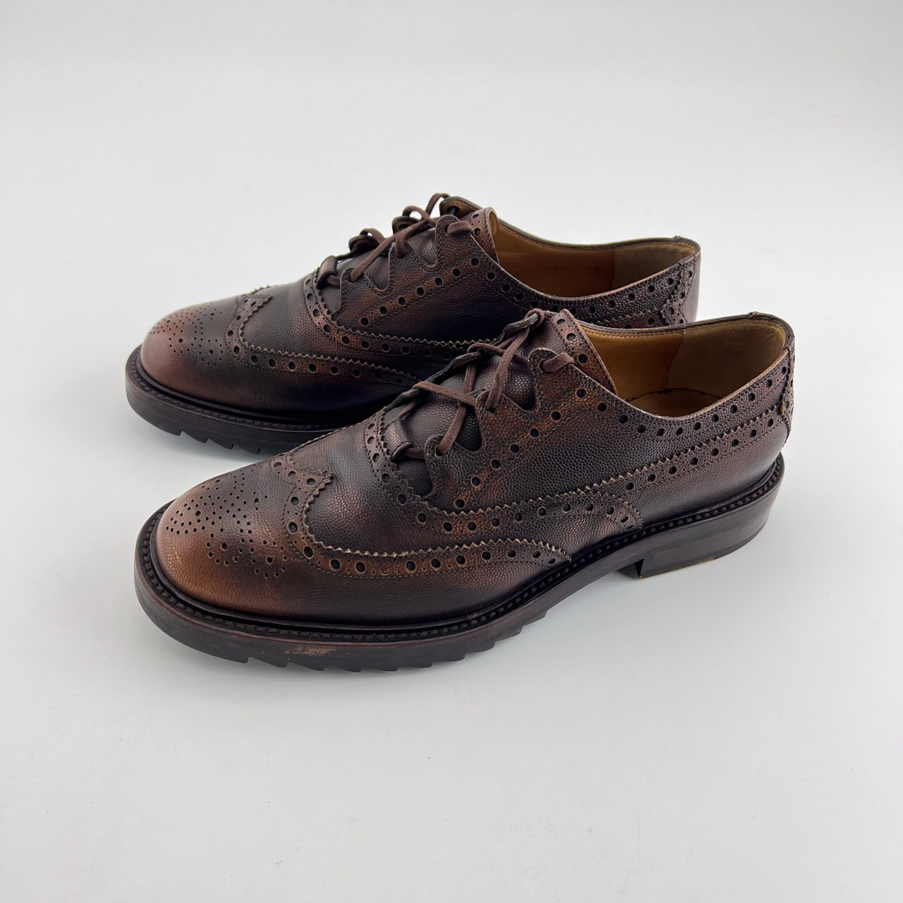 95新 GUCCI/古驰 40.5码/布洛克风格系带低帮皮鞋/12832712