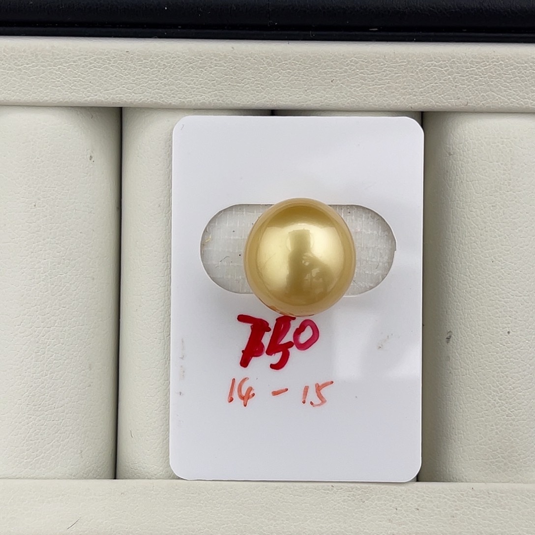 定制海水珍珠未镶嵌裸珠浓金椭圆金珠14-15 秒杀价