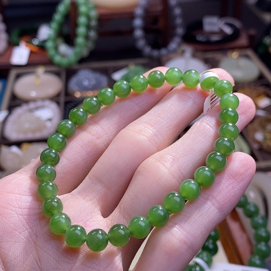 和田玉碧玉手串6MM未镶嵌环*玦