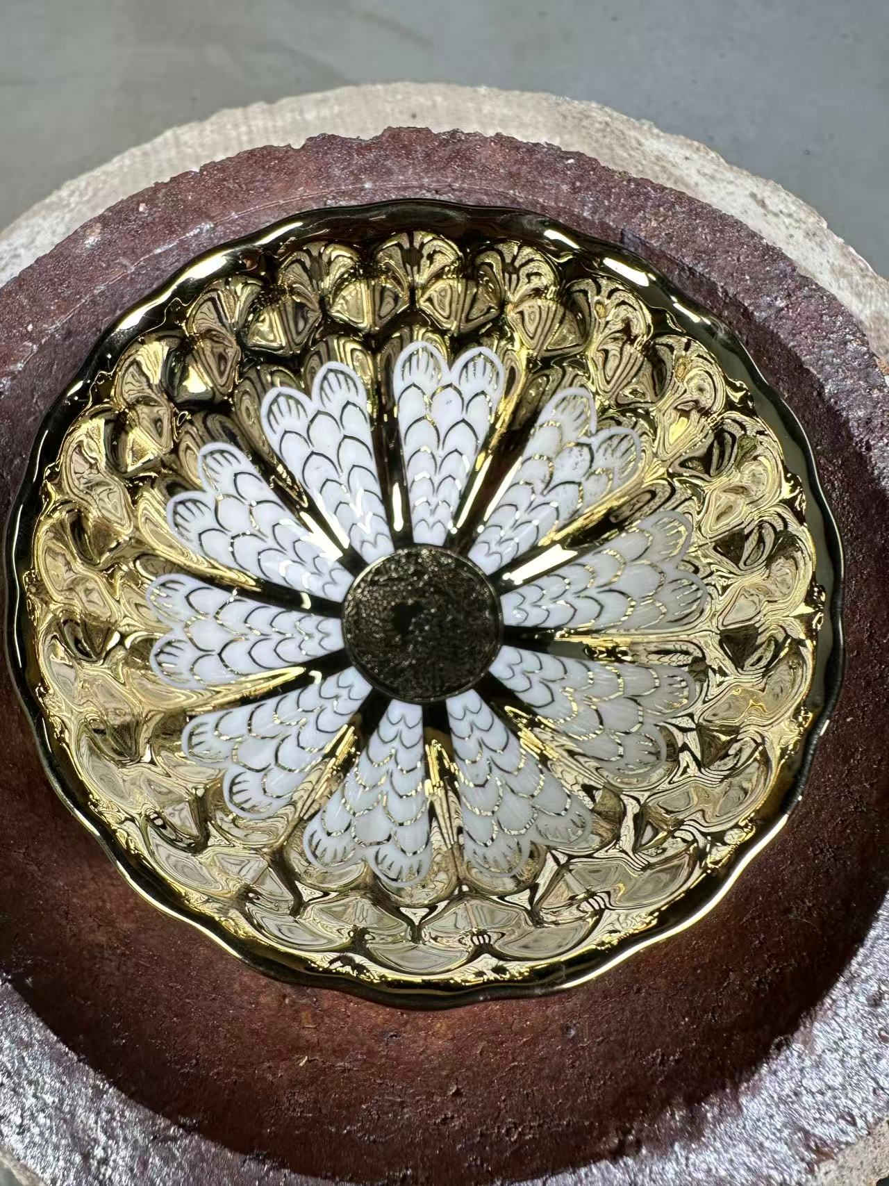 纯手工 茶器主人杯 金光龙鳞