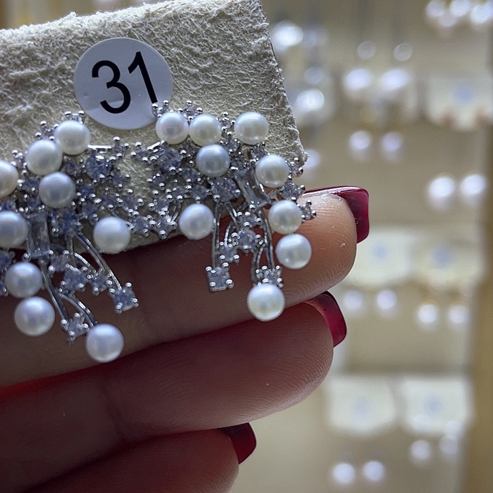 淡水珍珠耳饰银S925镶嵌