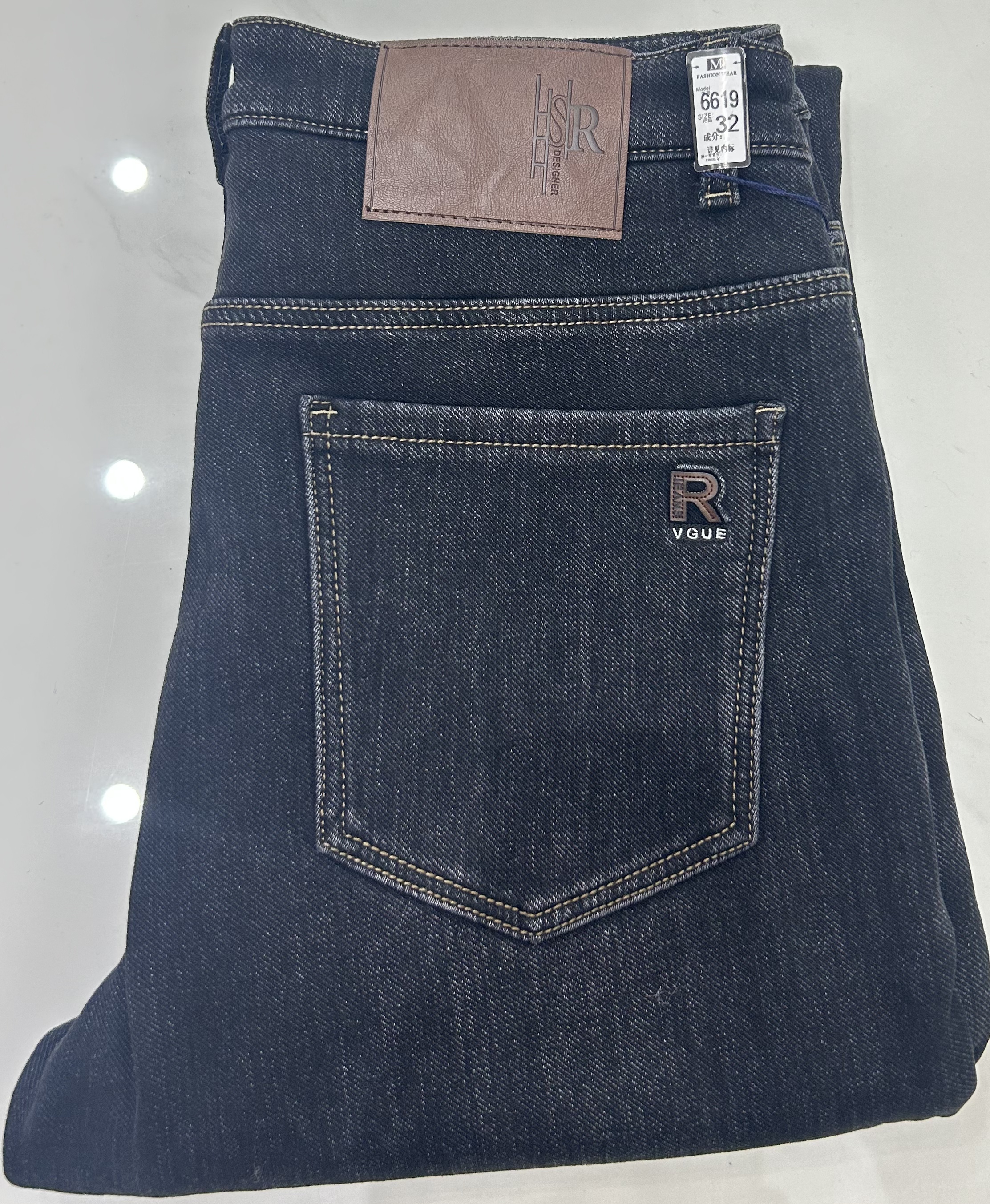 常规款高腰百搭弹力牛仔裤厚款加绒秋冬直筒长裤6619