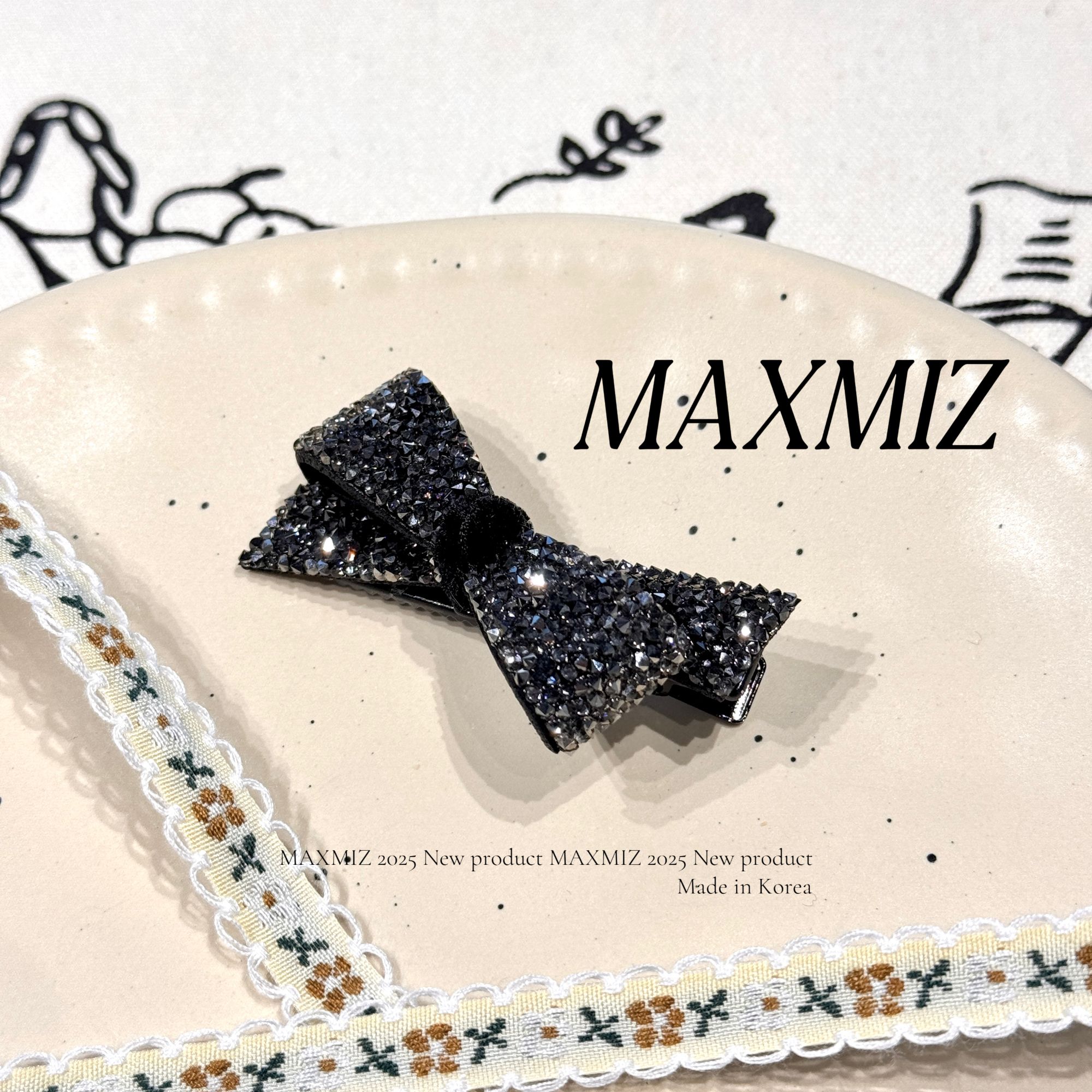 东大门 韩国新款砂糖蝴蝶结百搭边夹鸭嘴夹 2259