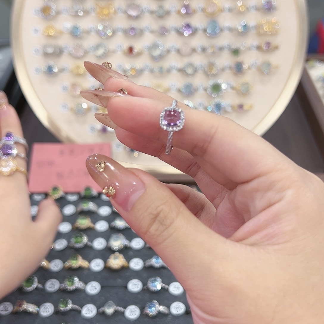 蛇纹石玉戒指银S925镶嵌固***爱