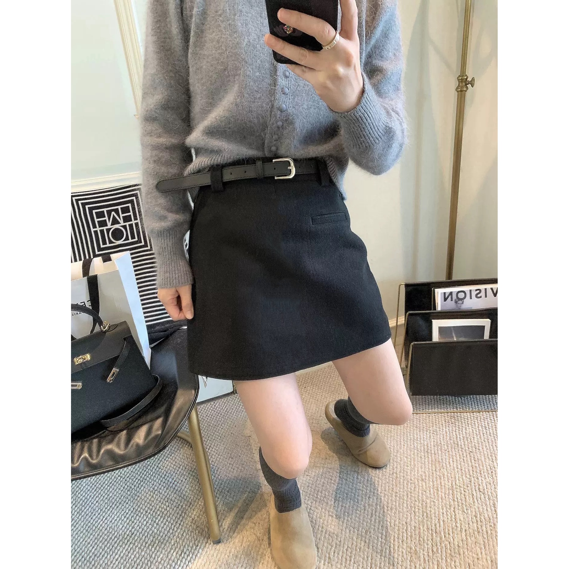 今晚发大码胖mm冬季显瘦遮肉设计感毛呢半身裙11102C