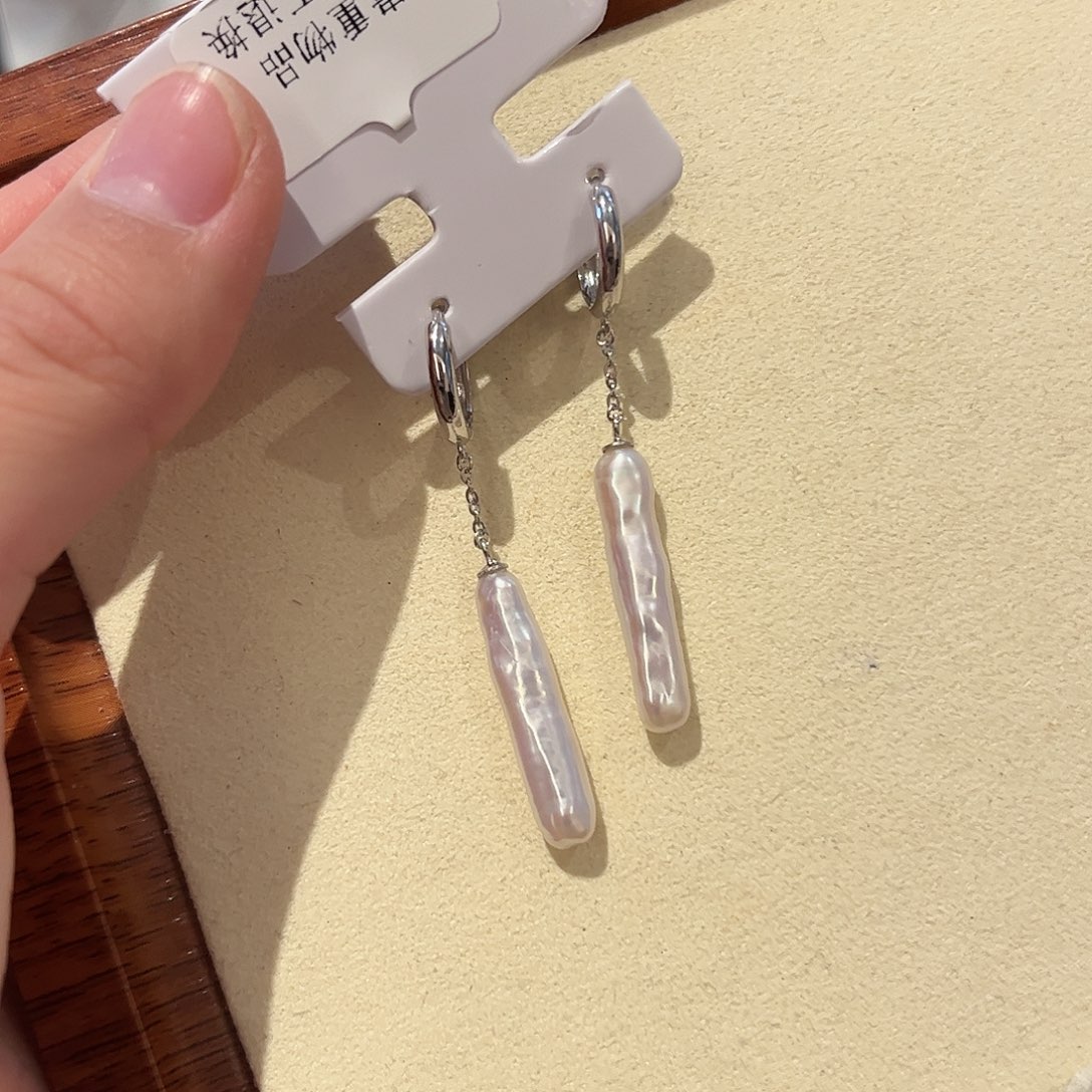 淡水珍珠耳饰银S925镶嵌