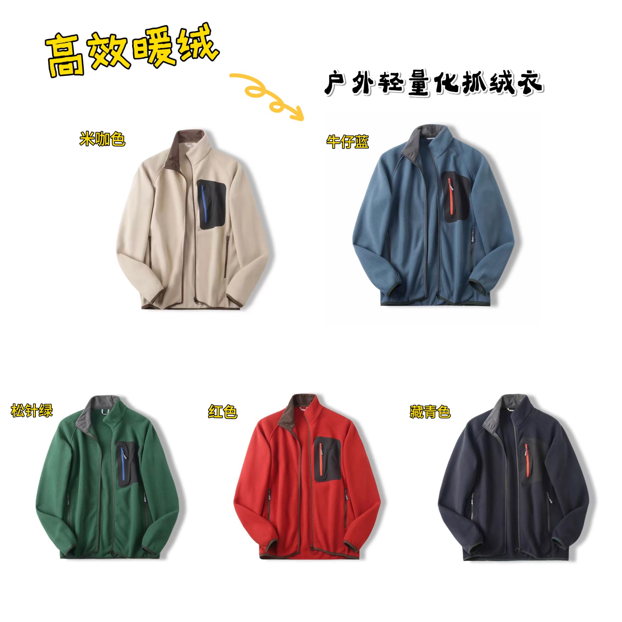 2025春秋户外保暖抓绒衣立领摇粒绒 7655男士开衫休闲加绒外套