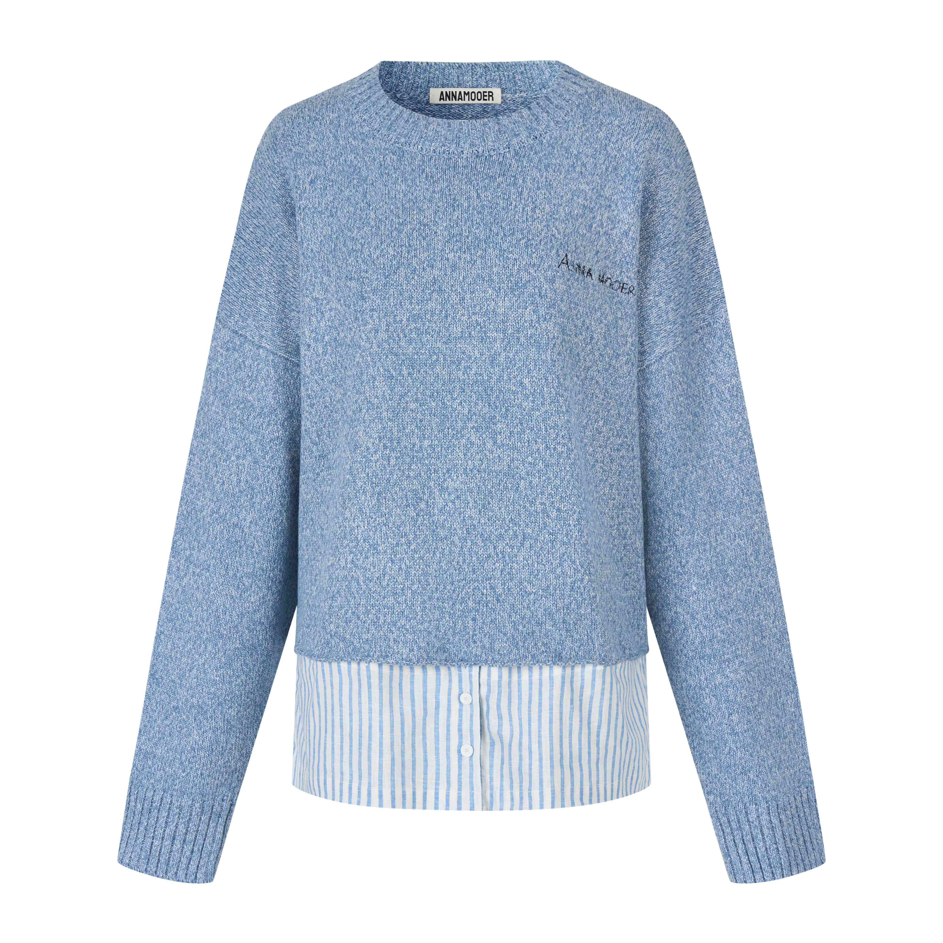 ANNAMOOER · 设计师品牌蓝灰色复古绣花毛衣 AM81M06/7002M