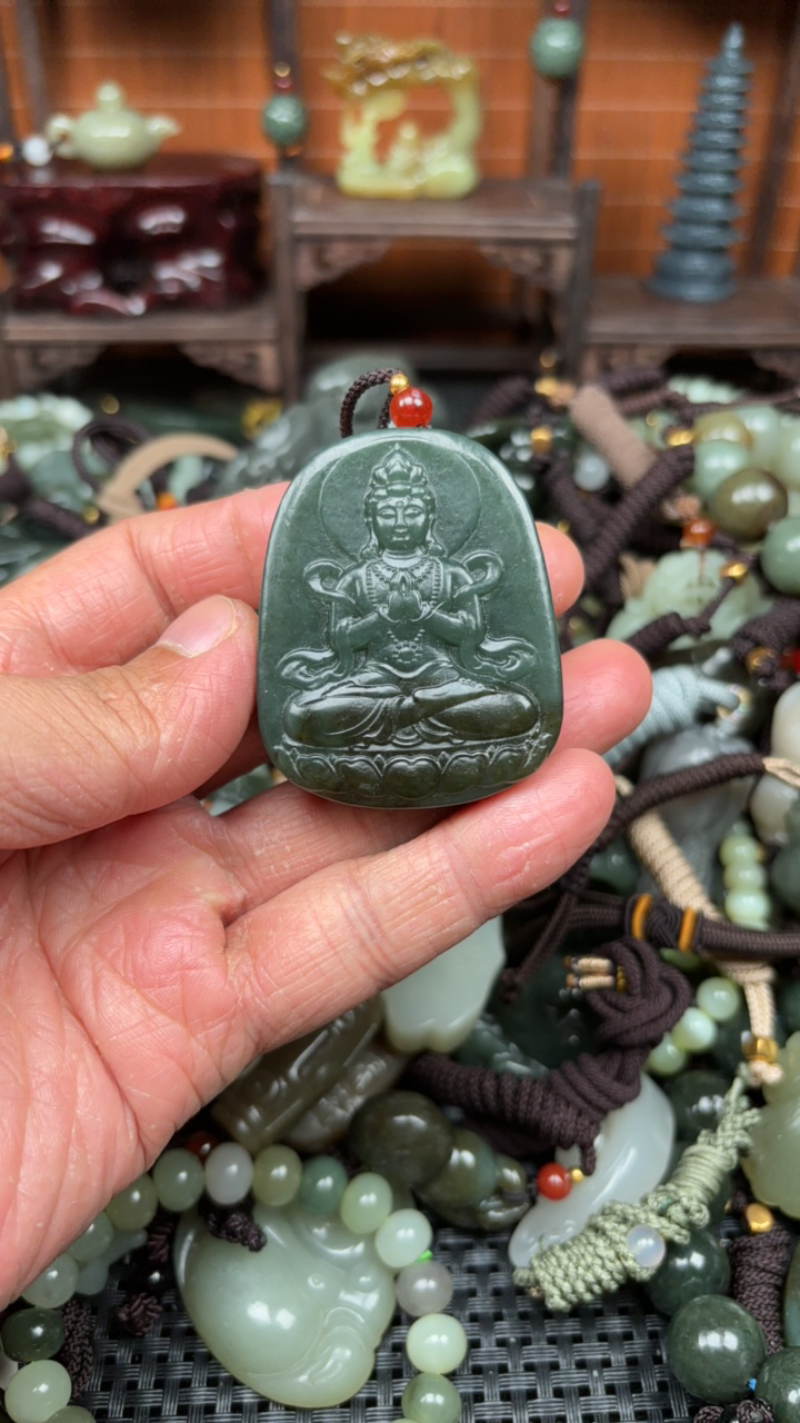 保真和田玉观音时尚吊坠百搭精雕拍一发一手工精致气质