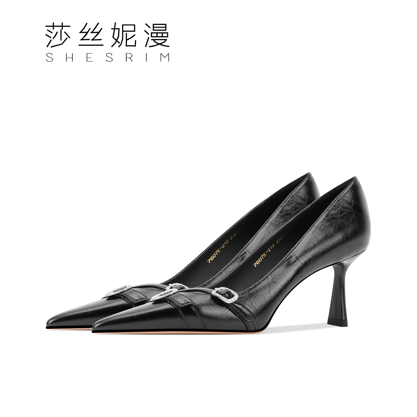 69-黑色尖头高跟鞋女2025秋款百搭细跟时尚单鞋浅口不累脚工作鞋