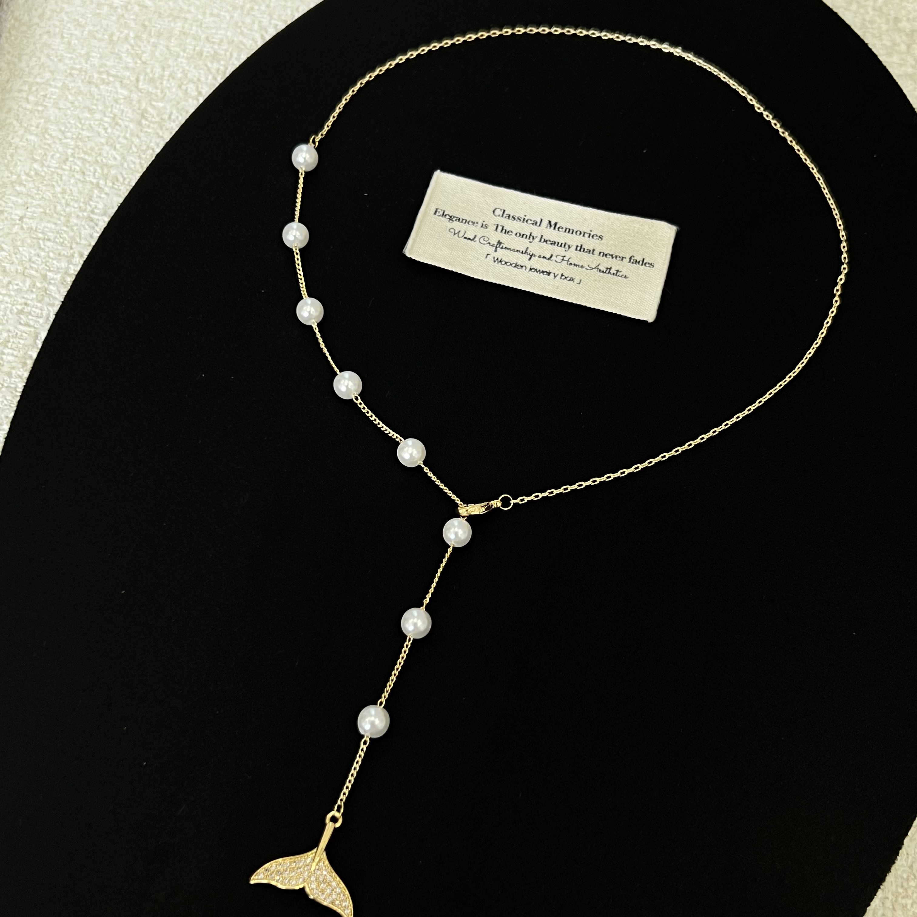 铜合金项链 秋冬新款气质镶嵌鱼尾珠珠项链247