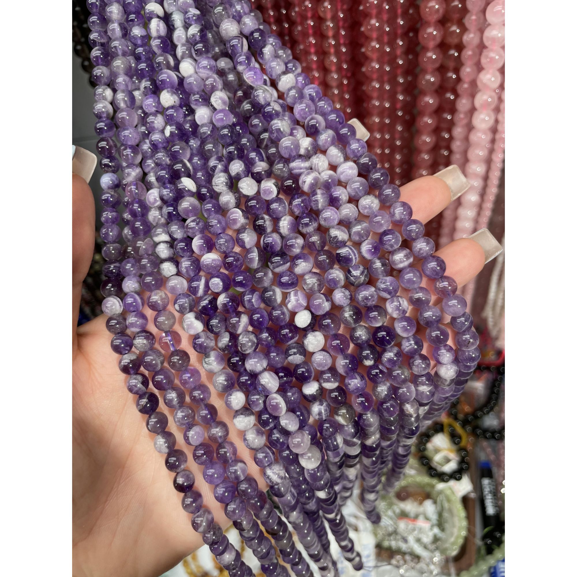  老矿  梦幻紫水晶   珠宝半成品散珠DIY批发