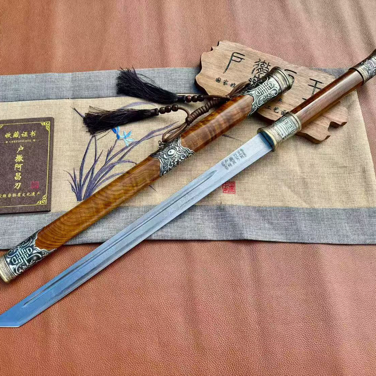 大马士革扭转杨茂芳工艺金丝楠木鞘未开刃