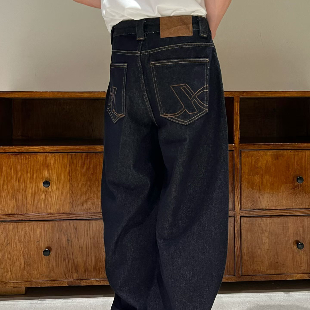 微弹秋冬男美式休闲风拉链牛仔裤百搭宽松裤子男士