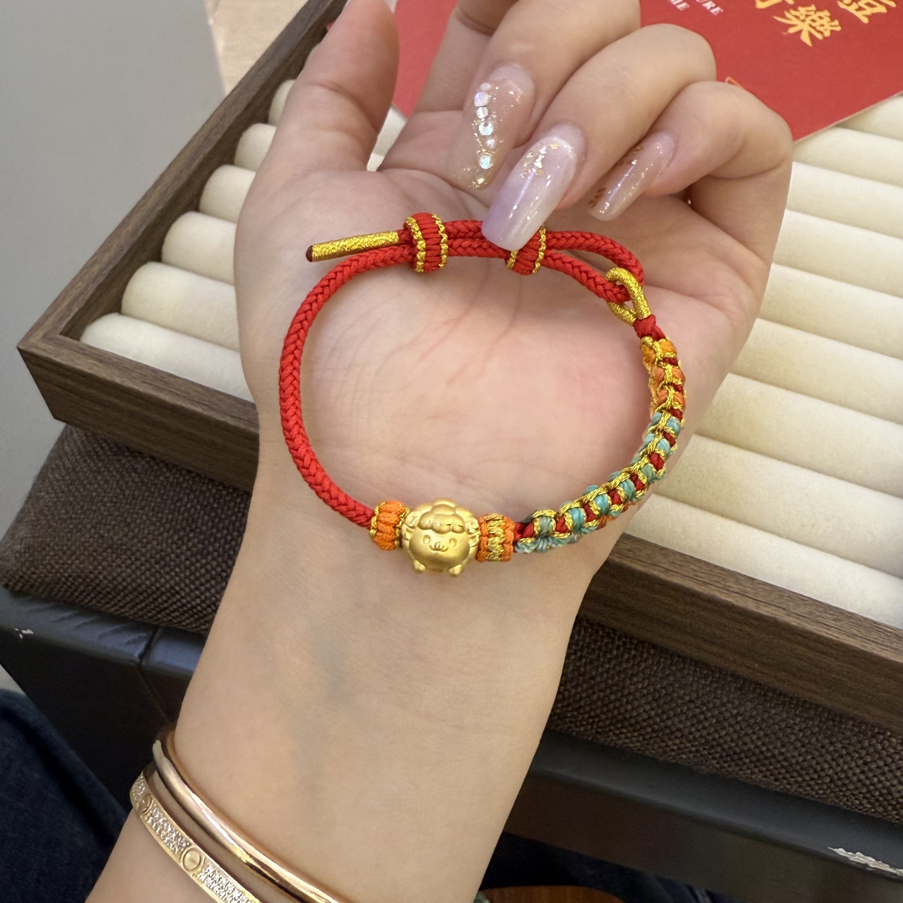 生肖卷毛羊手串可换绳本命年转运红手绳时尚小众手工女款宝宝