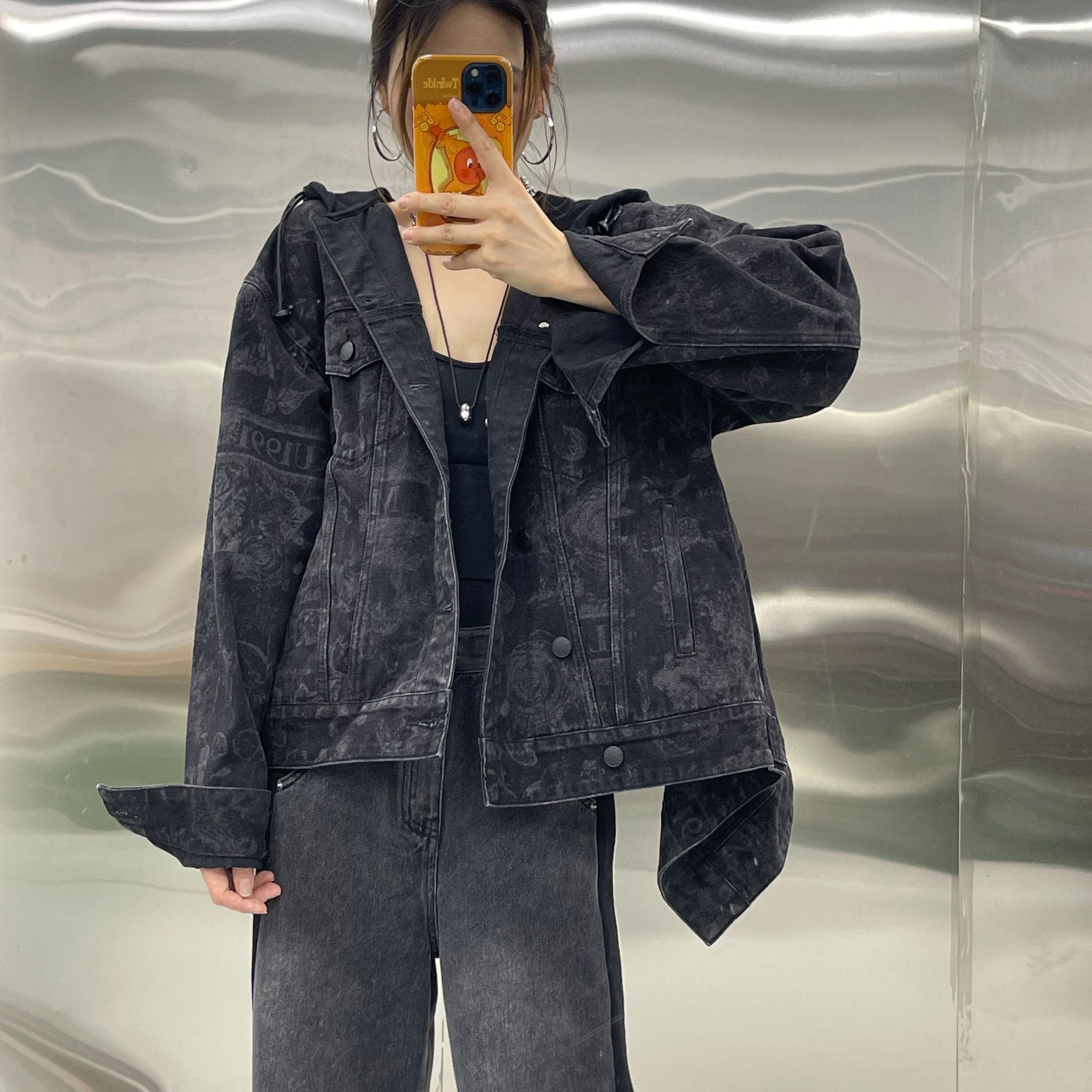 U/TI【MILIXU系列】精致休闲百搭舒适洋气显瘦连帽牛仔外套