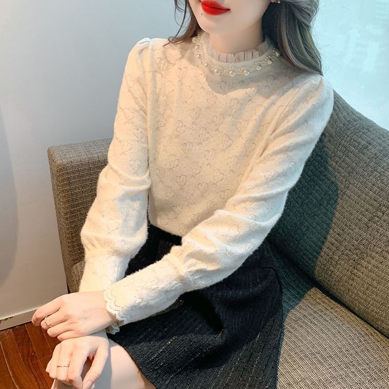 2025秋季新款打底衫女时尚减龄蕾丝衫显瘦拼接洋气百搭上衣衬衫潮