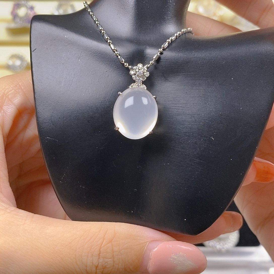 小***溪石英质玉银S925镶嵌戒指