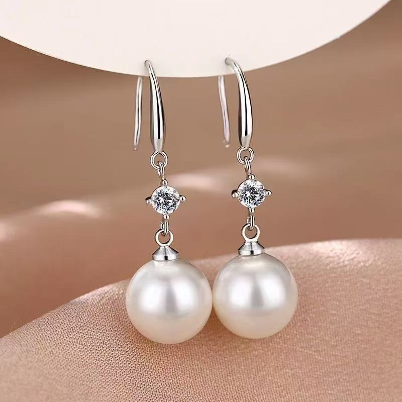 925银耳饰 爆款气质百搭珠珠大气耳环925防过敏耳饰时尚耳坠女款