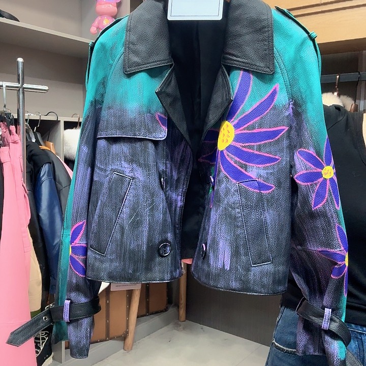 女装手绘真皮皮衣