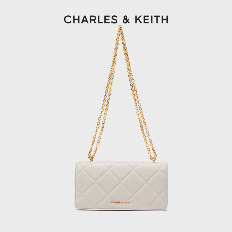 CHARLES & KEITH【琥珀风】菱格方形斜挎链条手机包10680924-3
