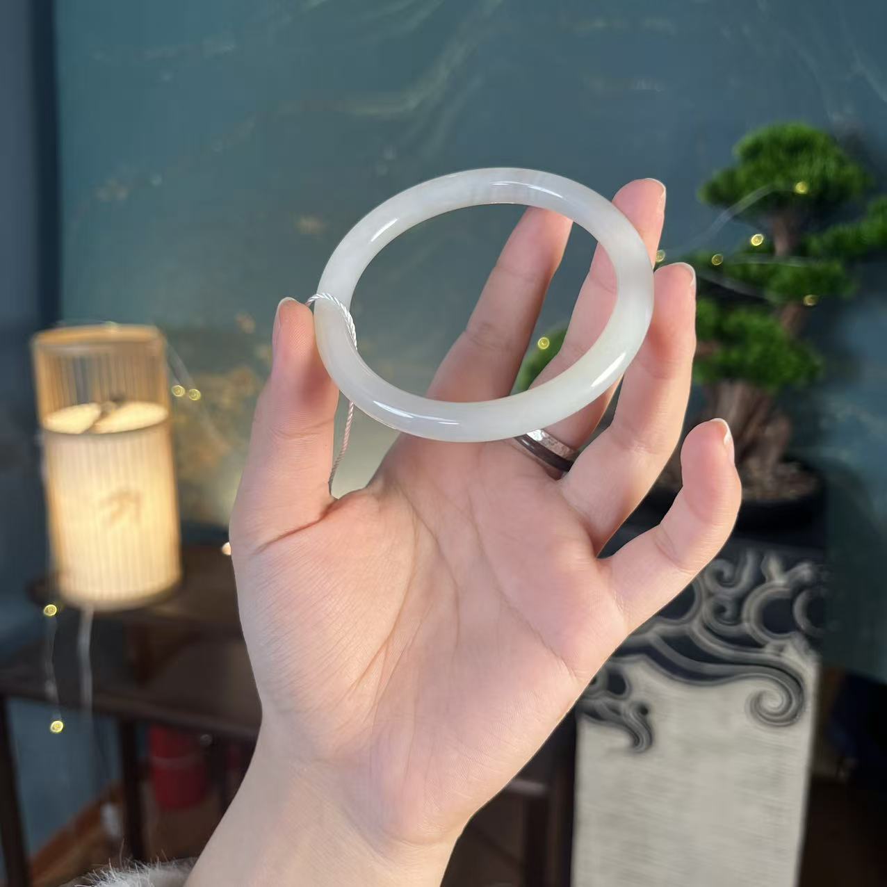 【德巧家】和田玉美人条羊脂白手镯