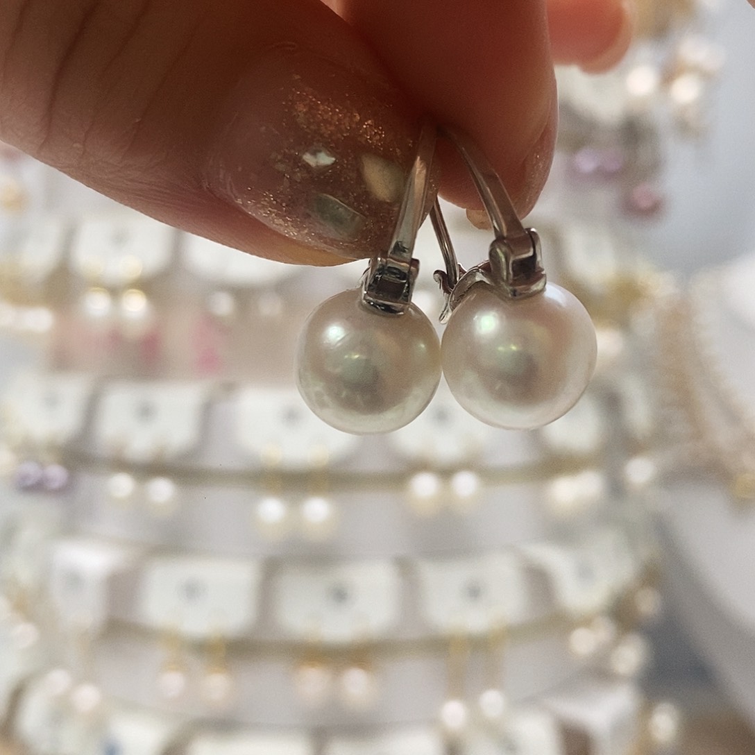 淡水珍珠耳饰银S925镶嵌