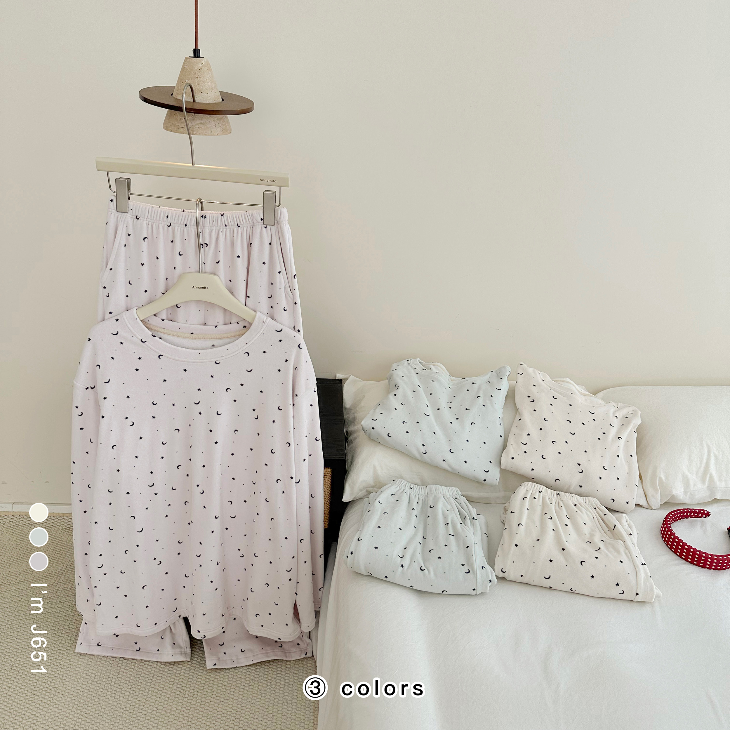 【专属】柔软双面海岛绒甜美印花女士家居服套装J651