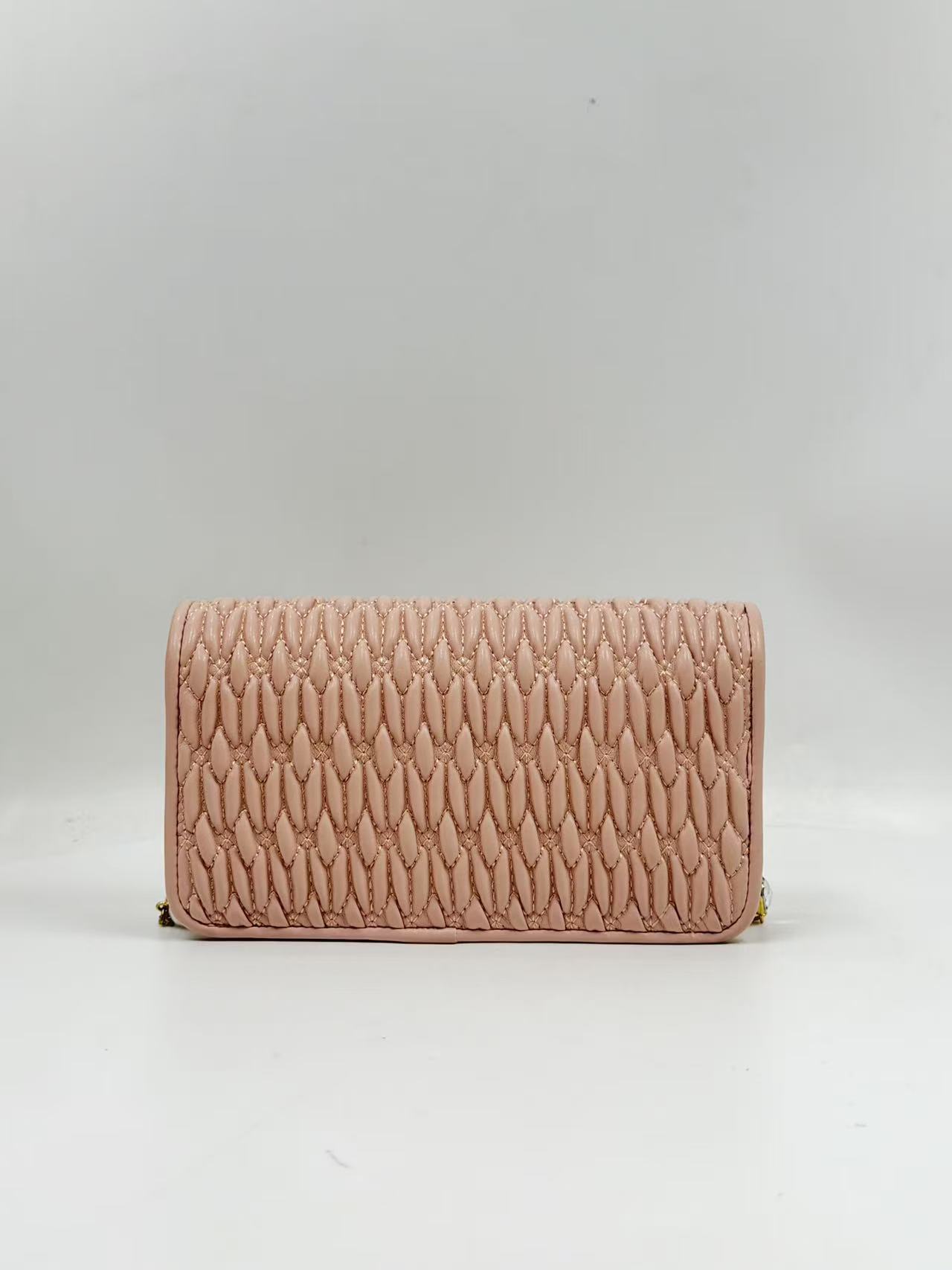 LQ-WITH-QUEEN真皮女包褶皱方版粉色0203