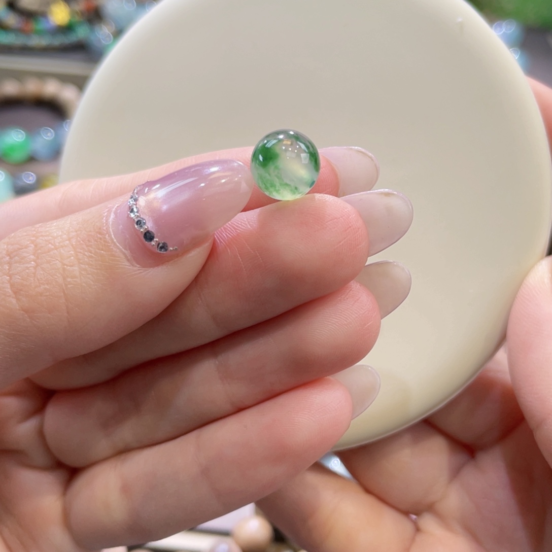 翡翠未镶嵌手链卡9.6高冰飘绿