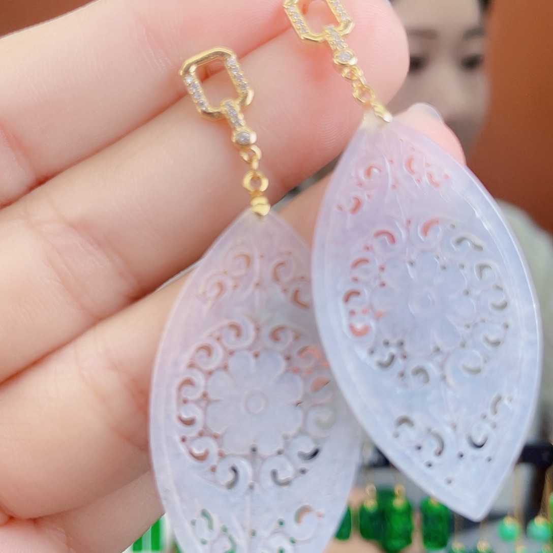 翡翠银S925镶嵌耳饰