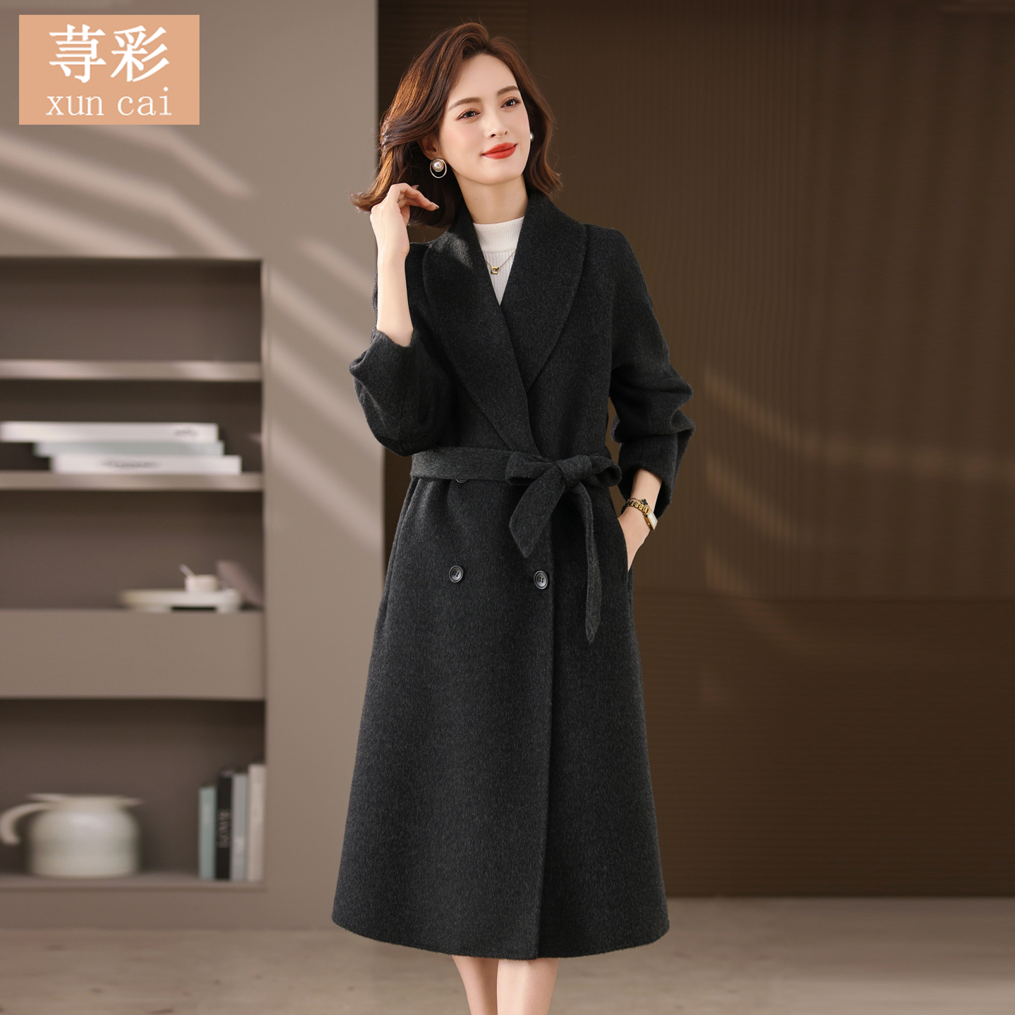 冬装时尚妈妈长款骆驼绒外套50岁中年女士高端气质双面羊毛呢大衣
