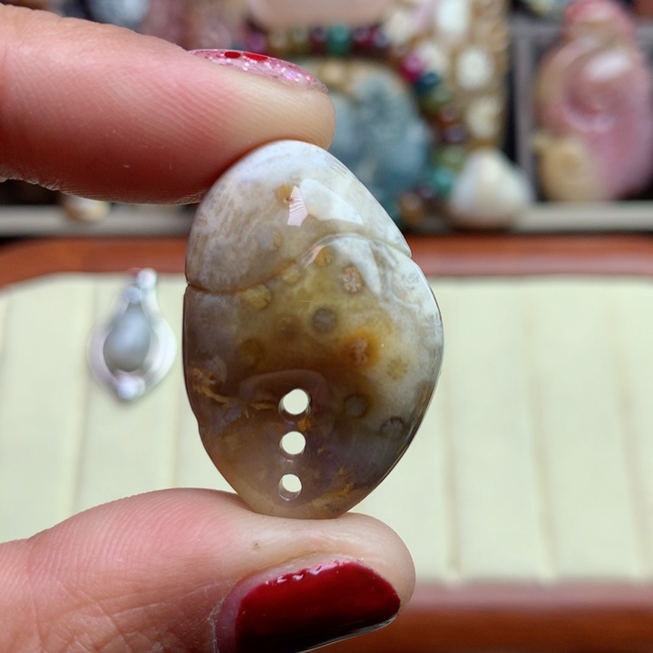 硅化珊瑚（珊瑚玉）颈饰未镶嵌