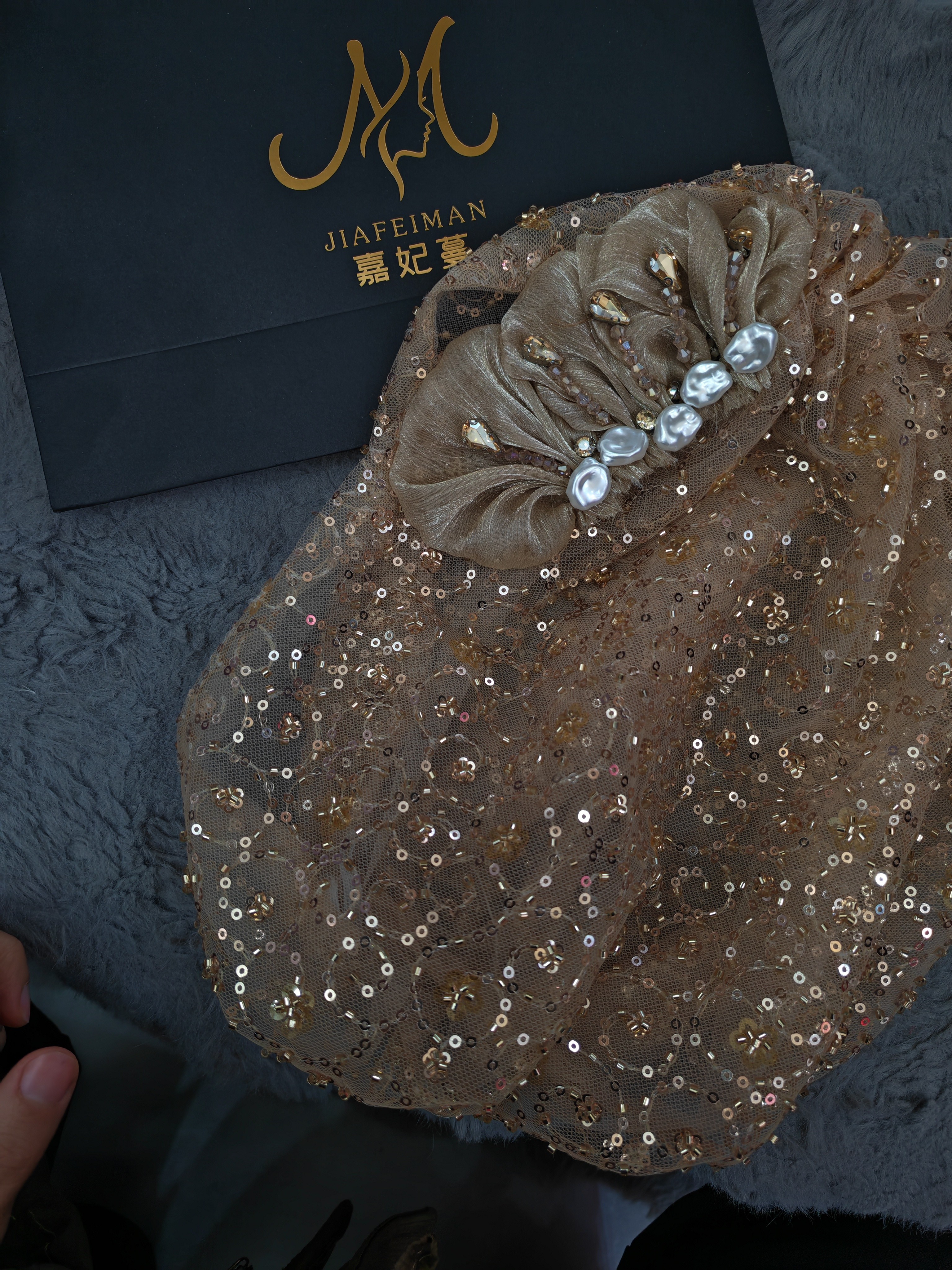 法式包头帽头巾帽帽子秋冬气质重工百搭流苏名媛设计师镶钻