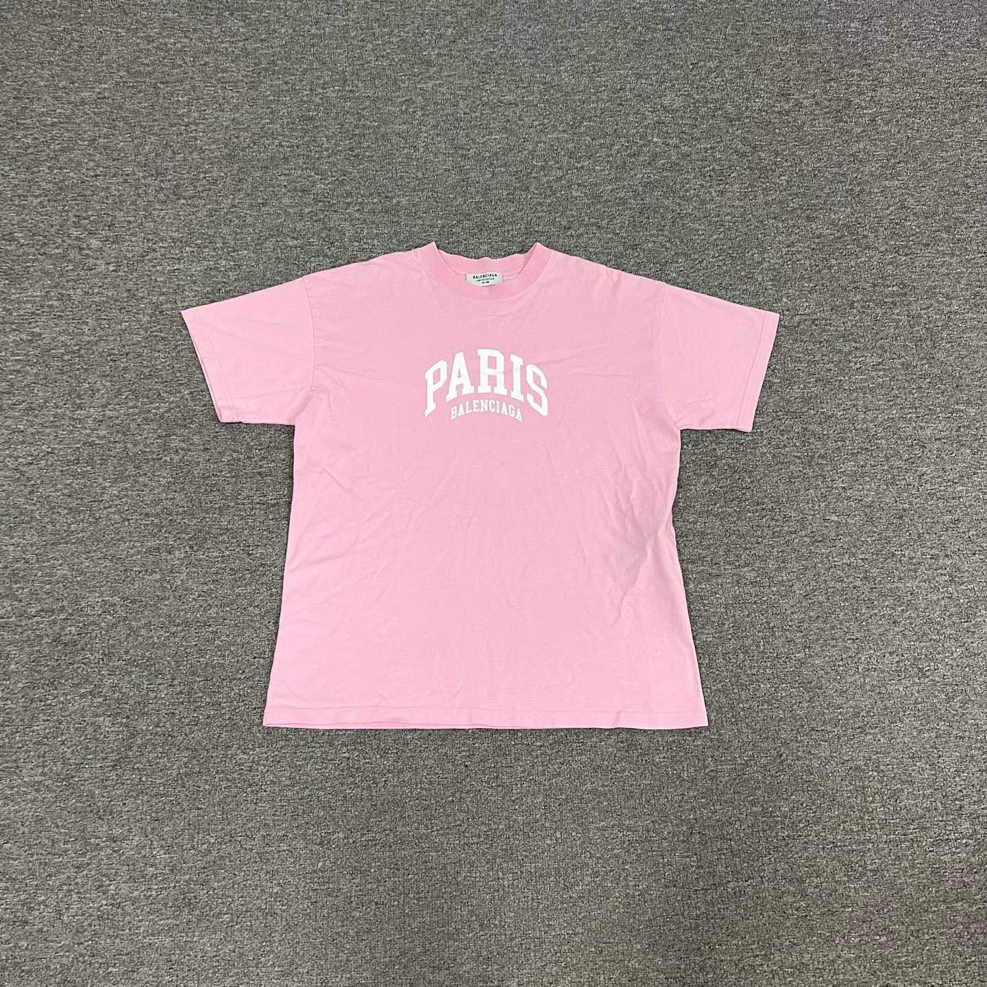 99新 Balenciaga/巴黎世家 城市限定 字母印花短袖T恤 粉色 S码